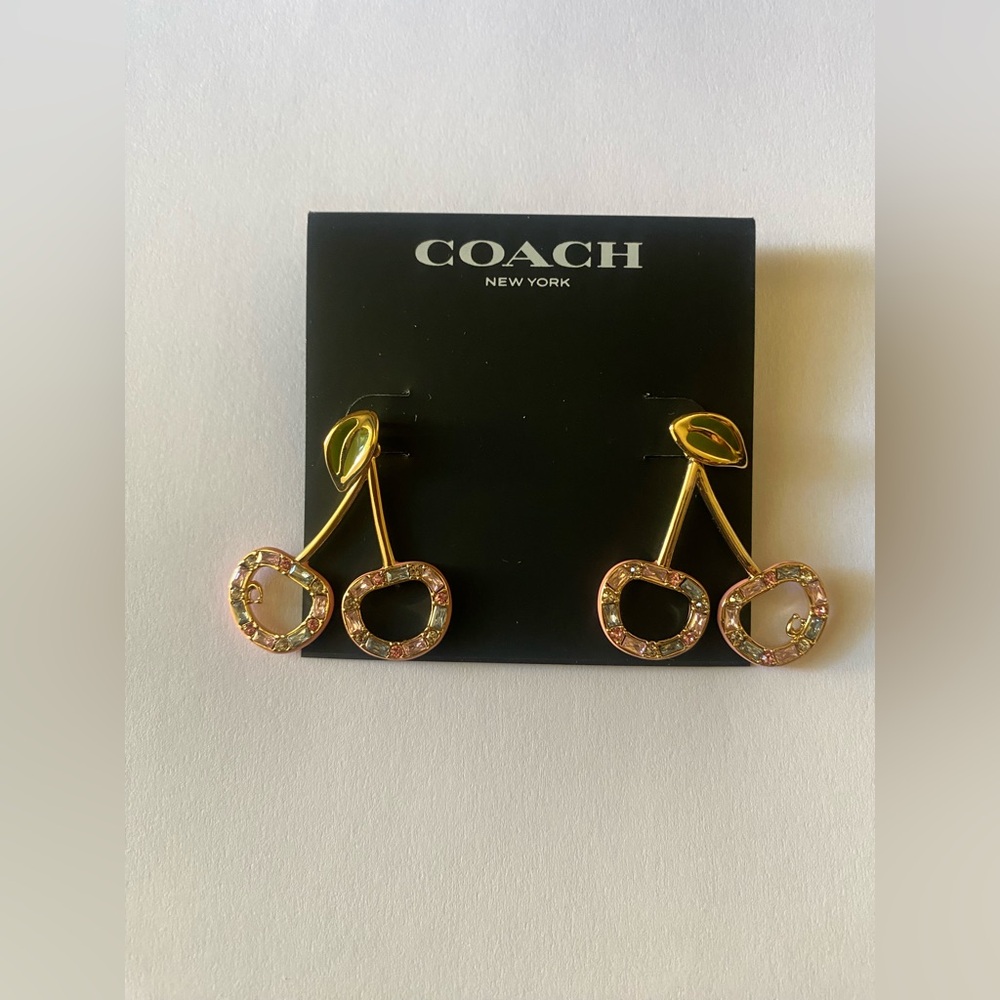Coach Signature Crystal Cherry Drop Earrings - Picture 4 of 7
